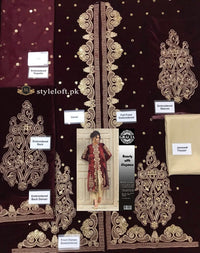 Maria.B Velvet Embroidered 3Piece Dress SL-05-BD