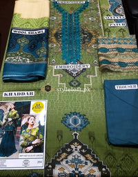 Maria.B Winter 3Piece Mpt-407B-Olive Green