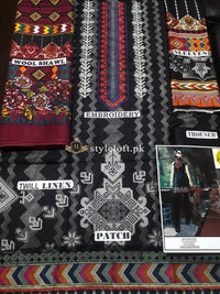 Maria.B Winter Twill Linen 3Pc Mpt-410-A Black