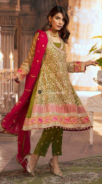 STYLE LOFT.PK Maryum N Maria Embroidered Chiffon Unstiched 3 Piece Suit-Shamrock