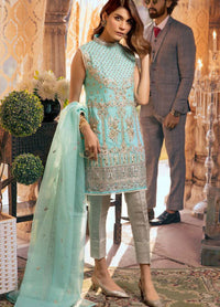 STYLE LOFT.PK Maryum N Maria Embroidered Chiffon Unstitched 3 Piece Suit SMM19LC 01 Fayruz - Luxury Collection