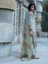 Misha Lakhani Embroidered Chiffon Collection 2019 Unstitched 3 Piece Suit - Sea Sparkle