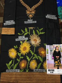 Nida Yasir Spotted Lawn Embroidered 2Pc Suit - Black