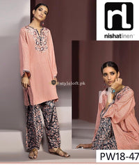 Nishat Lawn 3Piece - Print Trouser, Chiffon Dupatta PW-47