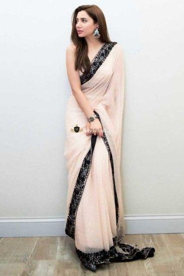 Nomi Ansari Bridal Chiffon Saree by Actress Mahira Khan