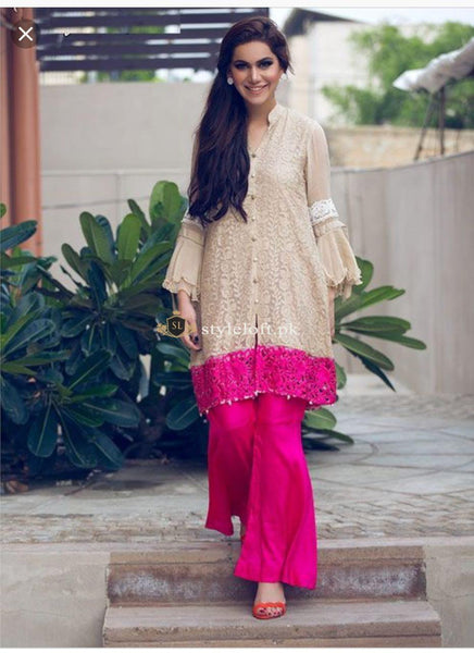Noor by Sadia Asad 2Piece Net Embroidered Design 2019