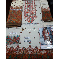 Orient Twill Linen 3Piece with Wool Shawl OTL18-226A