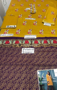 Phatyma Khan Lawn Embroidered 2Pc Suit Mustard Zest