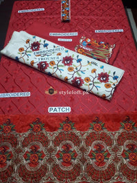 STYLE LOFT.PK PS19-42 Embroidered Unstitched Slub Lawn Shirt Trouser - 2PC - Nishat Linen