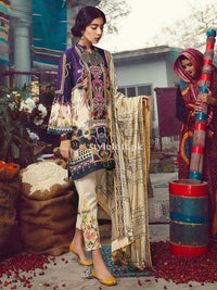 RajBari Embroidered Premium Lawn Unstitched 3Pc Suit 2019