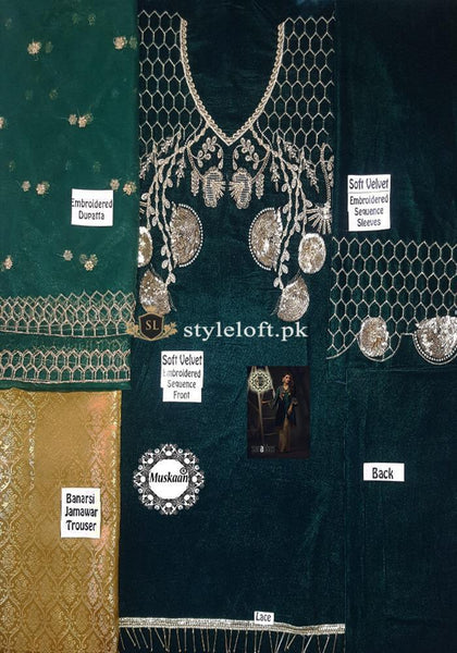 Sana Abbas Velvet Collection 2018-Seagreen