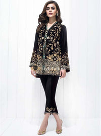 SANIA MASKATIYA Velvet 2Piece Jamawar Trouser Black