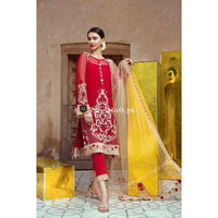 Serene Embroidered Chiffon Red Glamour-SR18
