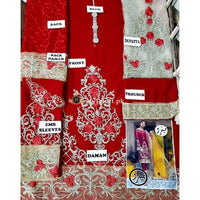 Serene Embroidered Chiffon Red Glamour-SR18