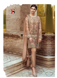 Serene Premium Chiffon Pearl Handwork Dress BD-10-Bronze Taupe