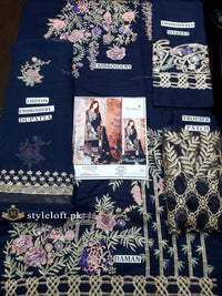 Serene Premium Embroidered 3Piece Navy-BD-24