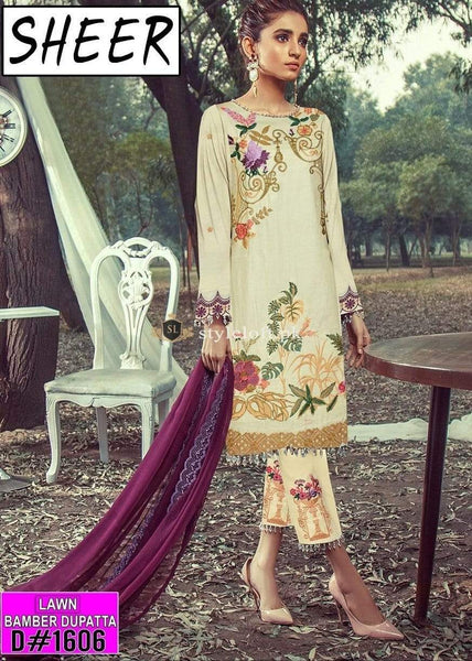 STYLE LOFT.PK Sheer Lawn 3Piece Suit with Chiffon Embroidery Dupatta