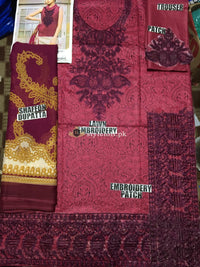 Tena Durrani Embroidered Lawn Unstitched 3 Piece Suit TD18W 8-B