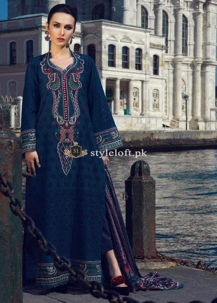 STYLE LOFT.PK Tena Durrani Embroidered Lawn Unstitched 3 Piece Suit TD19L 4A DINA BLUE - Spring / Summer Collection