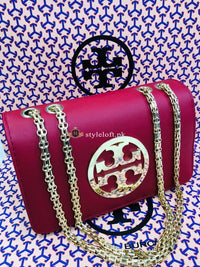 Tory Burch Fleming Convertible Shoulder Bag Color-Maroon