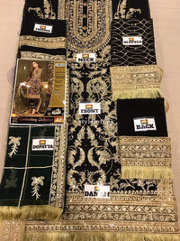 STYLE LOFT.PK Umyas Chantilly Premium Chiffon Volume I 2019  Unstitched 3Pc Suit Jewel Black - D5