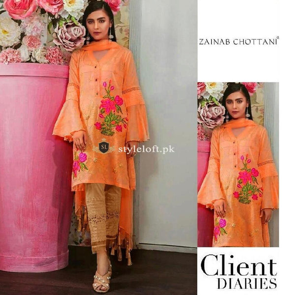 Zainab Chottani Linen 2Piece Tea-Pink