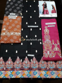 Zainab Chottani Winter Linen 3Piece ZC-18-Rose-Black