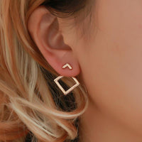 STYLE LOFT Wholesale Korean Trendy Cute Earrings Jewellery Geometric Square V Word Stud Earrings For Women Fashion Jewelry 2019 Oorbellen