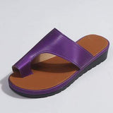 STYLE LOFT Women PU Leather Shoes Comfy Platform Flat Sole Ladies Casual Soft Big Toe Foot Correction Sandal Orthopedic Bunion Corrector purple / 4