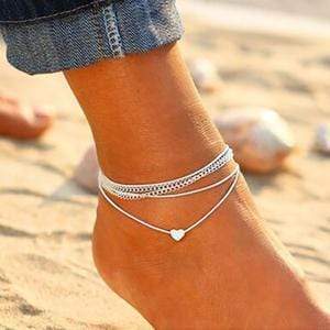 Styleloft.pk 2019 New Fashion Footwear Jewelry Punk Style Gold / Silver Two-color Chain Ankle Bracelet Free Shipping Bracelet Leg Jewelry Photo Color 2