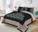 Styleloft.pk 5 Pieces Velvet Jacaurd BedSheet Set bed sheets Green