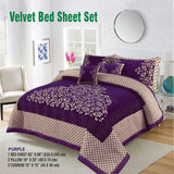 Styleloft.pk 5 Pieces Velvet Jacaurd BedSheet Set bed sheets Purple