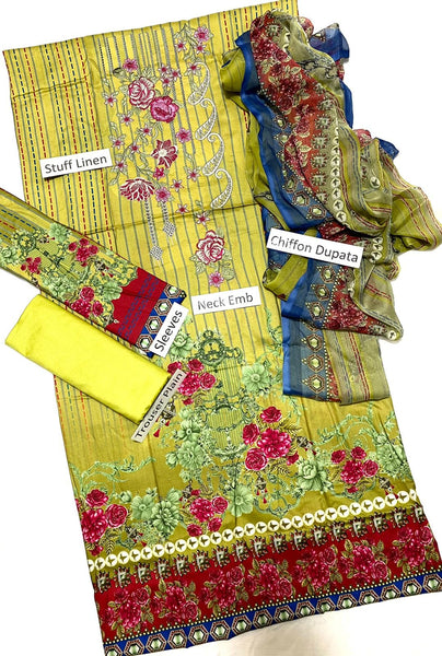 Styleloft.pk Afreen Linen 3piece Dress -Winter Collection 22-23 3 PIECE