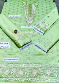 Styleloft.pk Agha Noor Embroidered Linen Unstitched 3 Piece Suit 3 PIECE