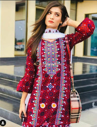 Styleloft.pk Ajrak Aari Work Unstitched Lawn 3Piece Suit 3 PIECE