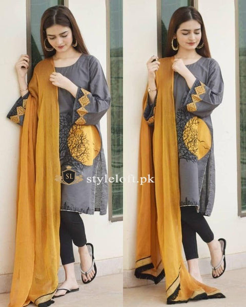 Styleloft.pk Akbar Aslam Embroidered Lawn 3Piece Suit 3 PIECE