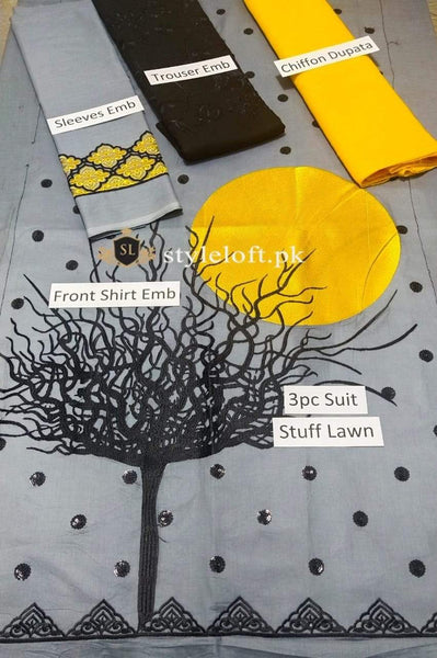 Styleloft.pk Akbar Aslam Embroidered Lawn 3Piece Suit 3 PIECE