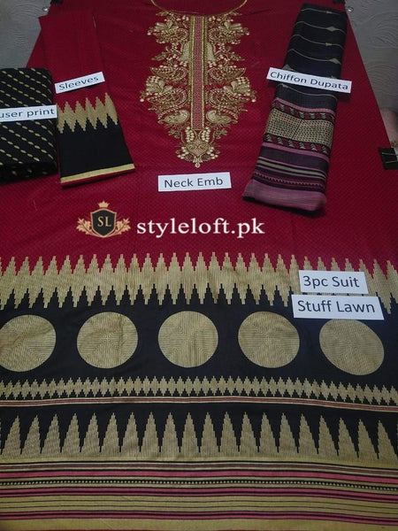 Styleloft.pk AlKaram Spring/ Summer Lawn 3Piece Suit THREE PIECE
