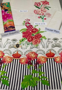 Styleloft.pk Asifa & Nabeel Linen Embroidered Linen Unstitched 3 Piece Suit 3 PIECE