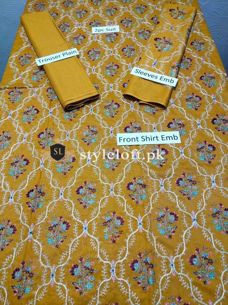 Styleloft.pk Bareeze Embroidered Linen 2Piece Suit (Shirt & Trouser) 2 PIECE