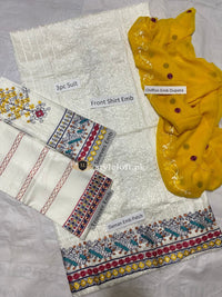 Styleloft.pk Bareeze Embroidered Linen Unstitched 3 Piece Suit 3 PIECE