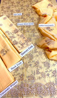 Styleloft.pk Bareeze Embroidered Linen Unstitched 3 Piece Suit 3 PIECE