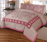 Styleloft.pk Border Style 5 Pieces Velvet Jacaurd BedSheet Set bed sheets Pink