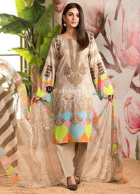 Styleloft.pk Charizma Embroidered Linen Unstitched 3 Piece Suit 3 PIECE