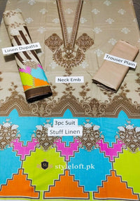 Styleloft.pk Charizma Embroidered Linen Unstitched 3 Piece Suit 3 PIECE