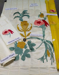 Styleloft.pk Charizma Embroidered Linen Unstitched 3 Piece Suit 3 PIECE