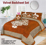 Crown Style 5 Pieces Velvet Jacaurd BedSheet Set