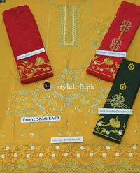 Styleloft.pk Eman Adeel Embroidered Linen Unstitched 3 Piece Suit 3 PIECE