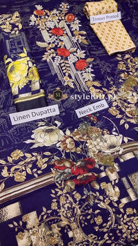 Styleloft.pk Firdous Linen Embroidered Linen Unstitched 3 Piece Suit 3 PIECE