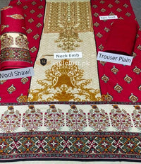 Styleloft.pk Gul Ahmed Embroidered Twill Unstitched 3 Piece Suit 3 PIECE